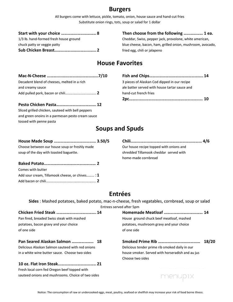 Sidelines Restaurant & Sports - Portland, OR menu_pic