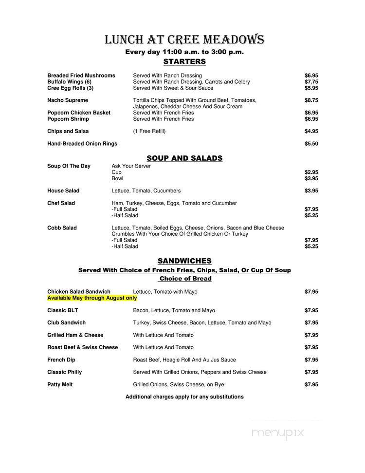 Cree Meadows Restaurant & Lounge - Ruidoso, NM menu_pic