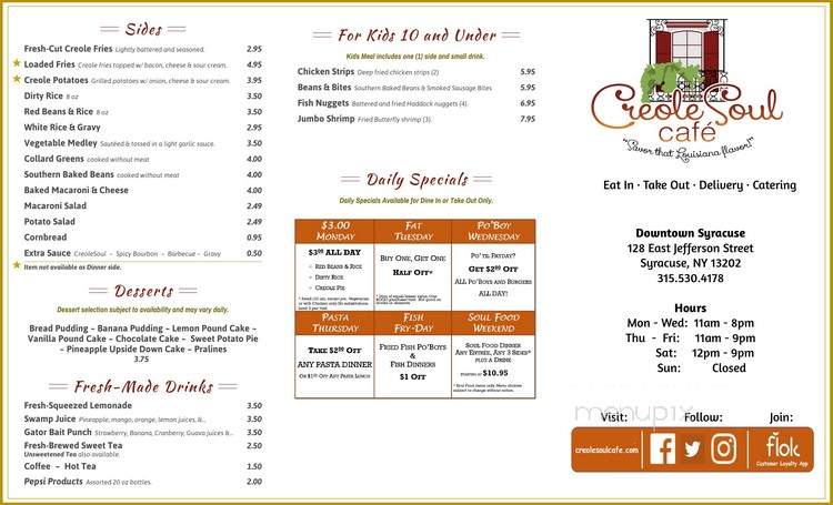 Creole Soul Cafe - North Syracuse, NY menu_pic