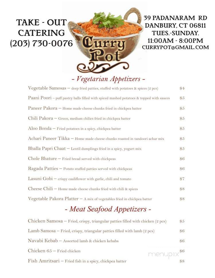 Curry Pot - Danbury, CT menu_pic