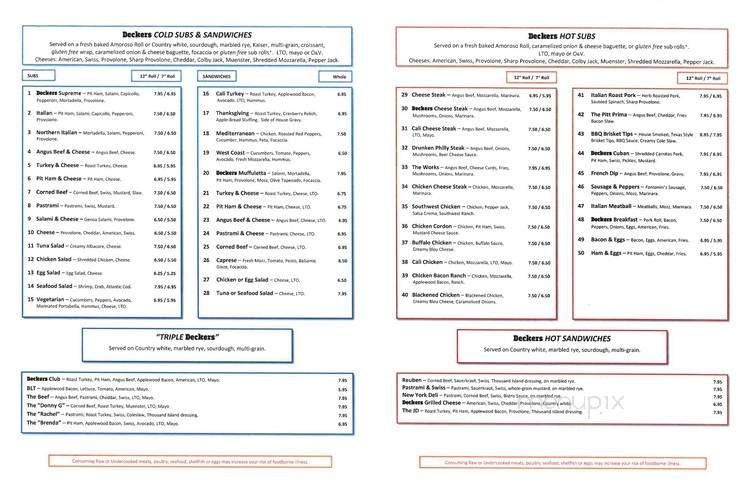 Deckers Deli - Kutztown, PA menu_pic