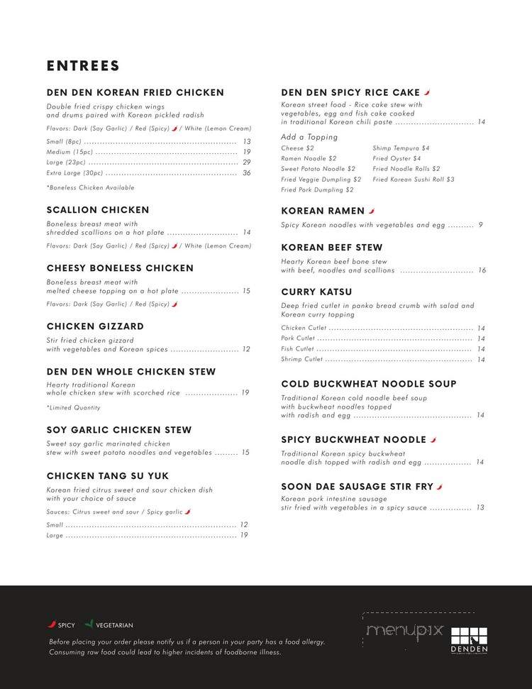 Den Den Korean Fried Chicken - Providence, RI menu_pic