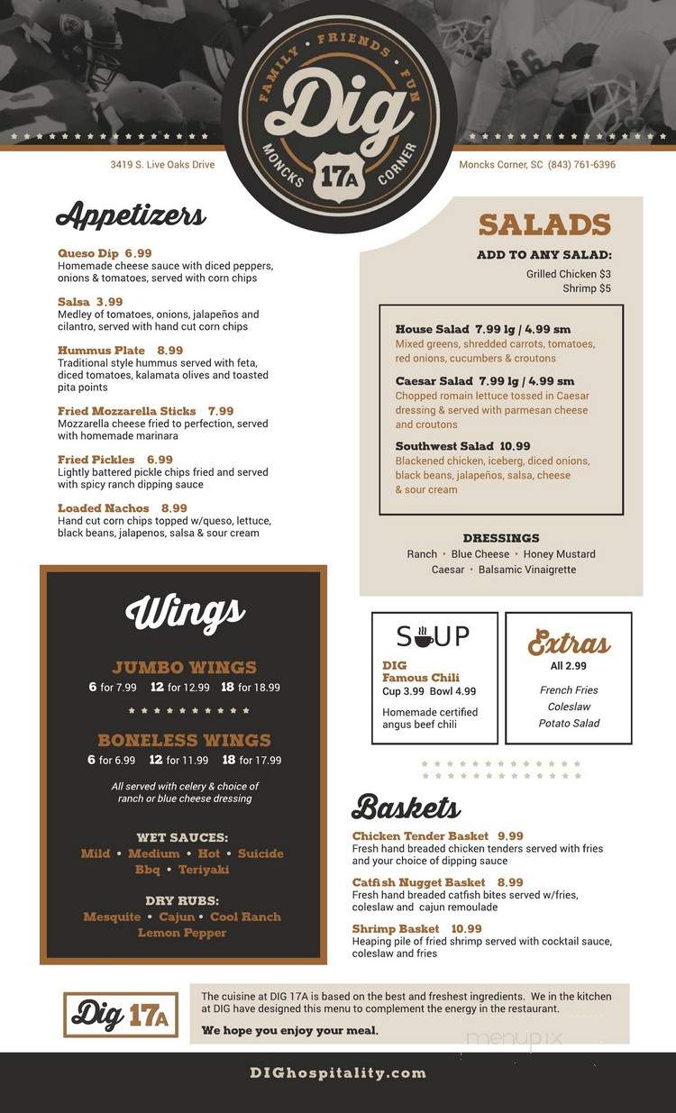 Dig 17A - Moncks Corner, SC menu_pic