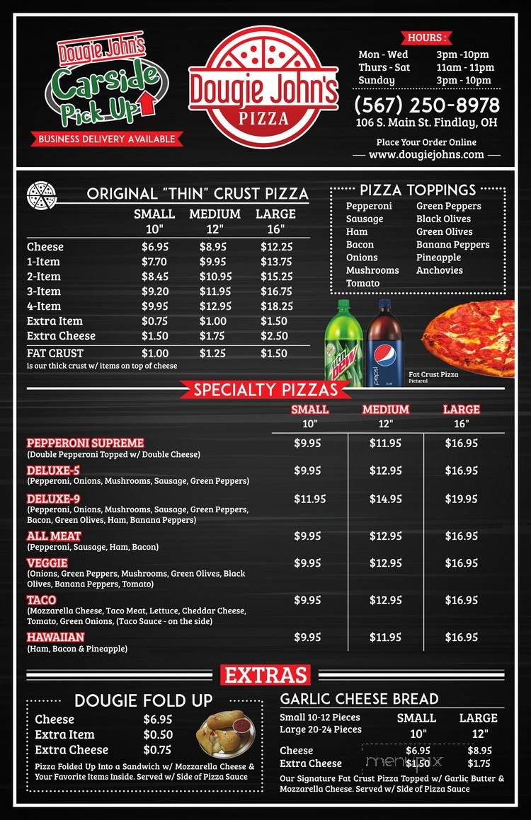 Dougie John's Pizza - Findlay, OH menu_pic