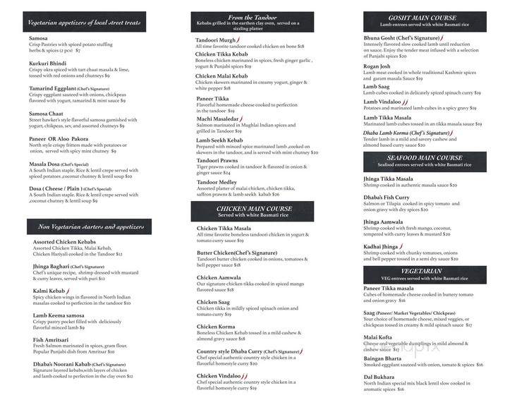 Downtown Dhaba - Westwood, NJ menu_pic
