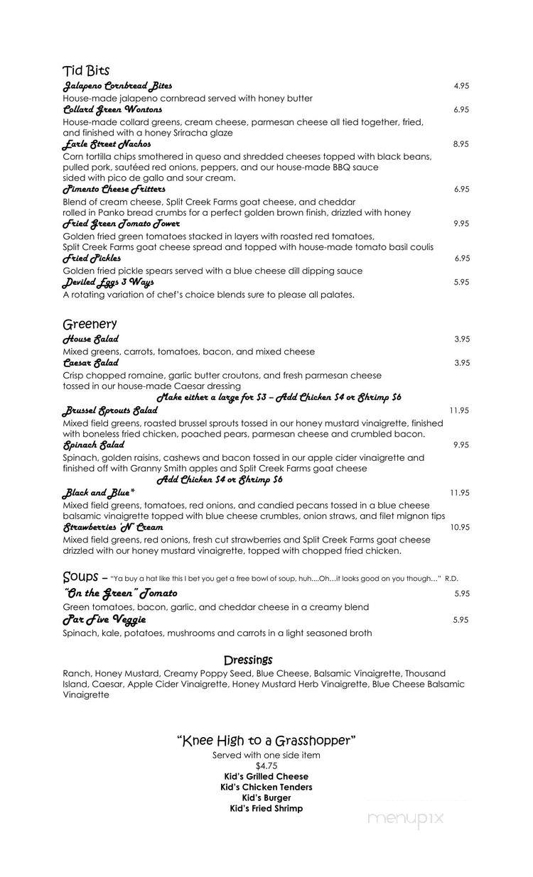 Earle Street Kitchen and Bar at The Club at Brookstone - Anderson, SC menu_pic