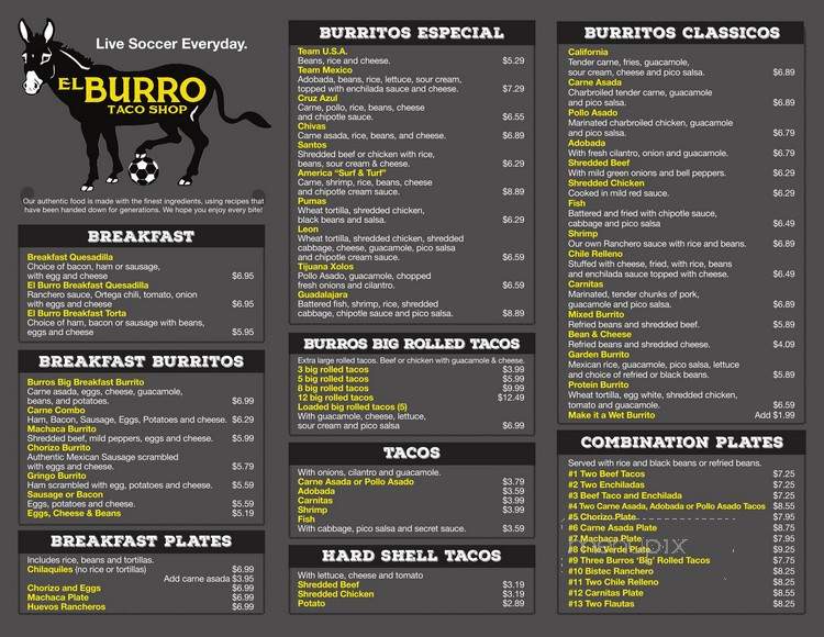 El Burro Taco Shop - Murrieta, CA menu_pic