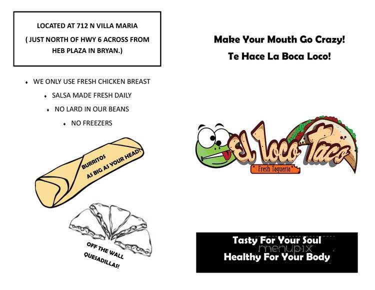 El Loco Taco - Bryan, TX menu_pic