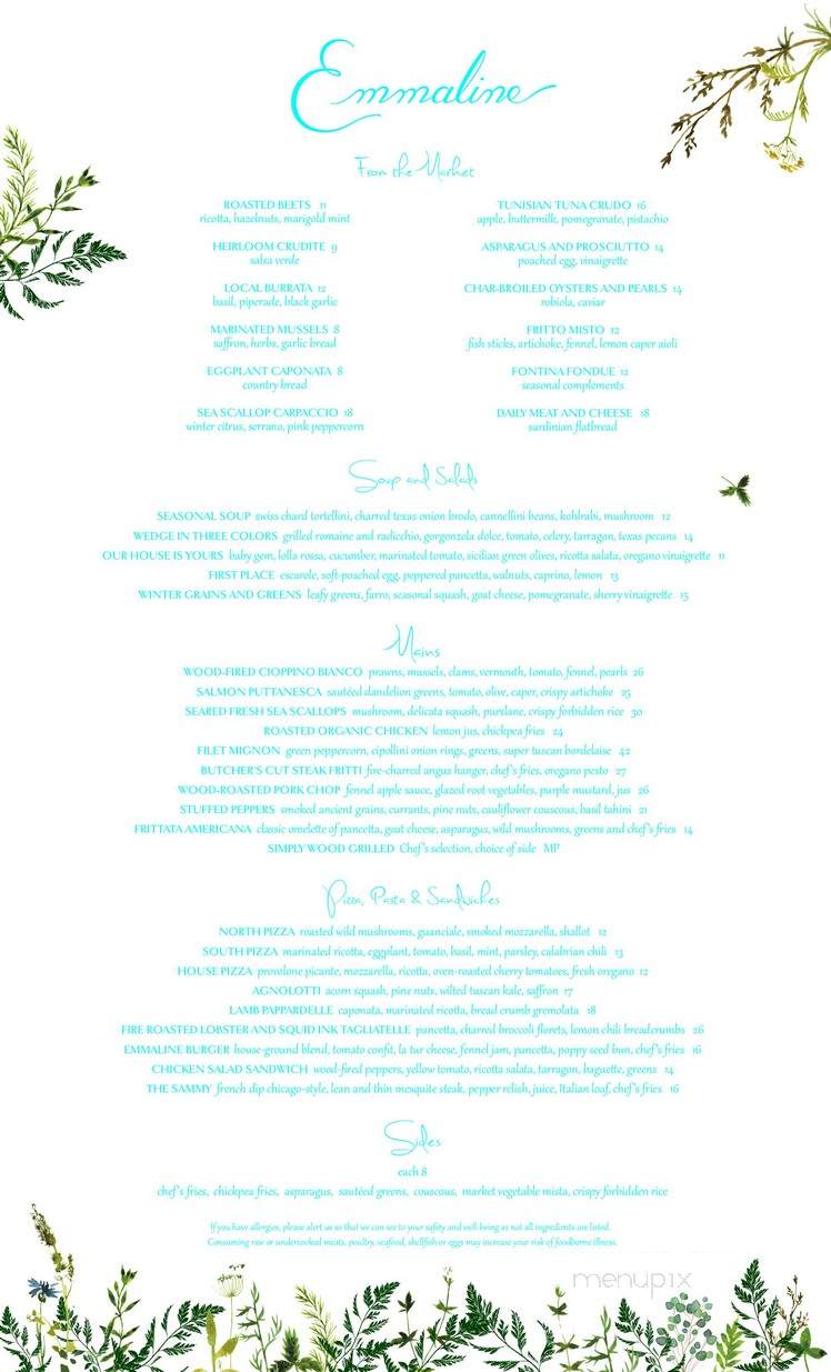 Emmaline - Houston, TX menu_pic