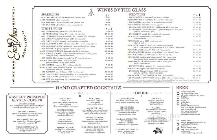 Eno Vino Wine Bar & Bistro - Madison, WI menu_pic