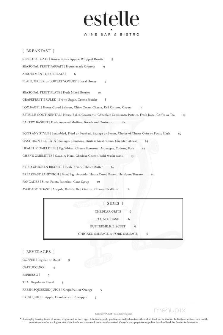 Estelle Wine Bar & Bistro - Jackson, MS menu_pic