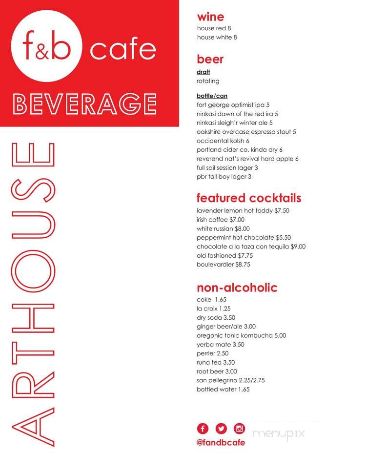 F & B Cafe - Portland, OR menu_pic