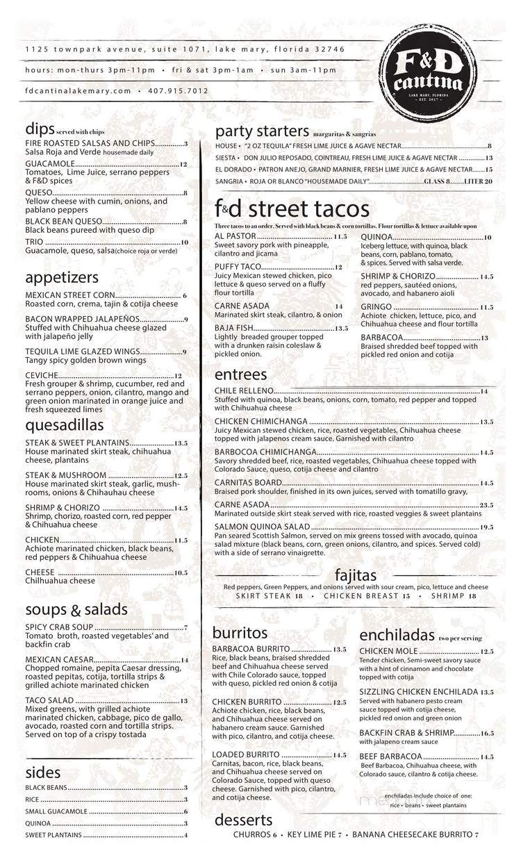 F&D Cantina Lake Mary - Lake Mary, FL menu_pic