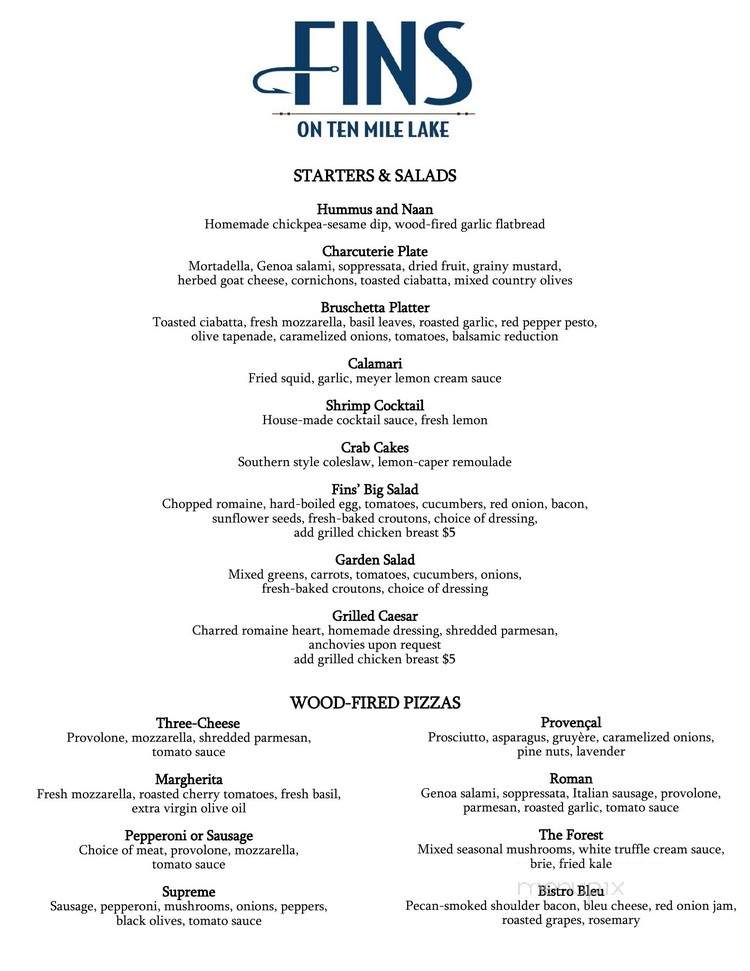 Fins On Ten Mile Lake - Hackensack, MN menu_pic