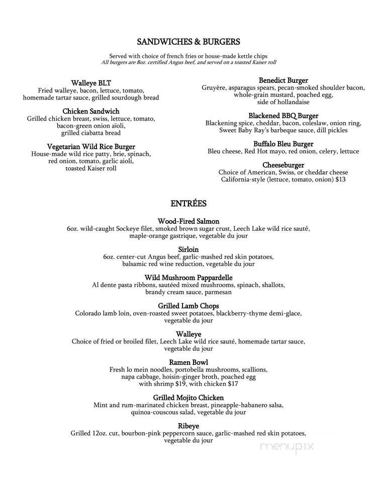 Fins On Ten Mile Lake - Hackensack, MN menu_pic