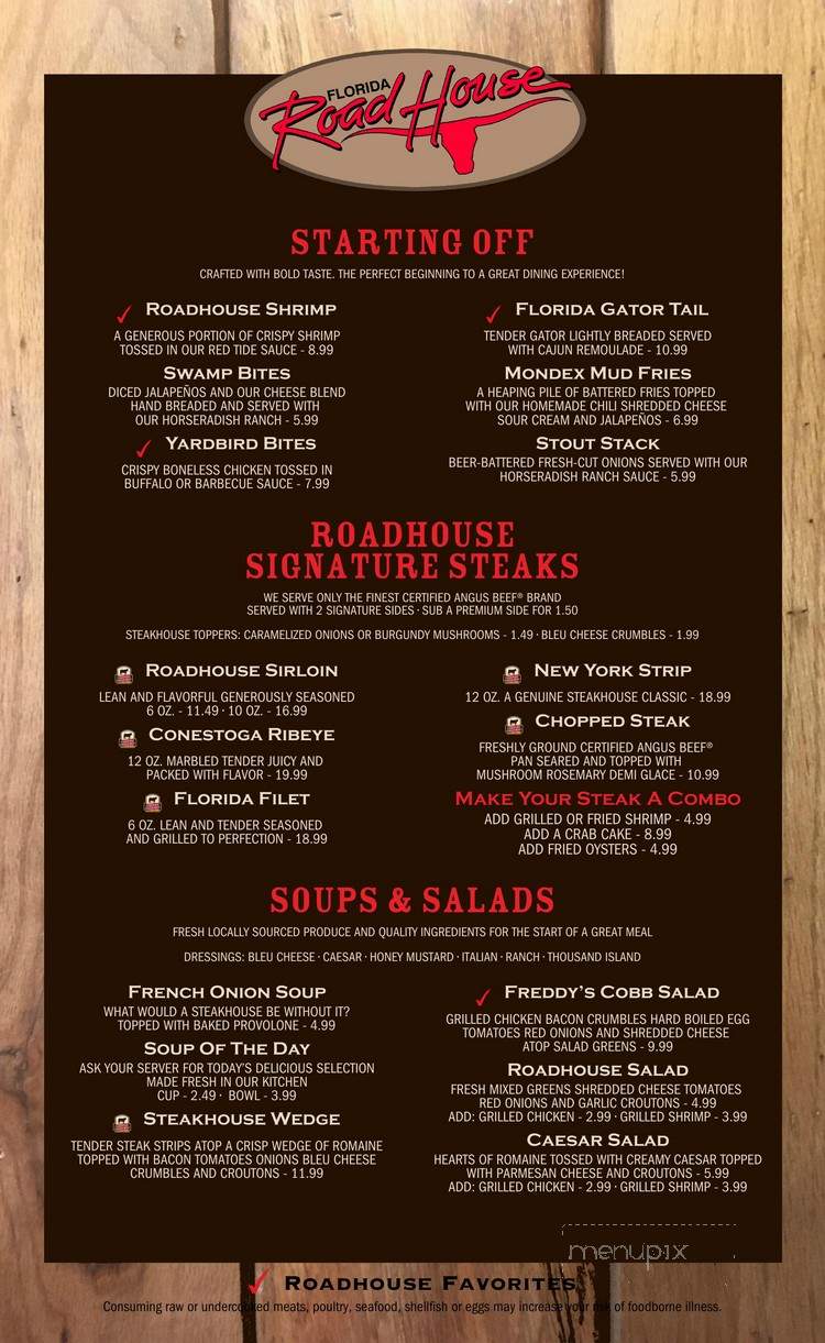 Florida Roadhouse - Edgewater, FL menu_pic