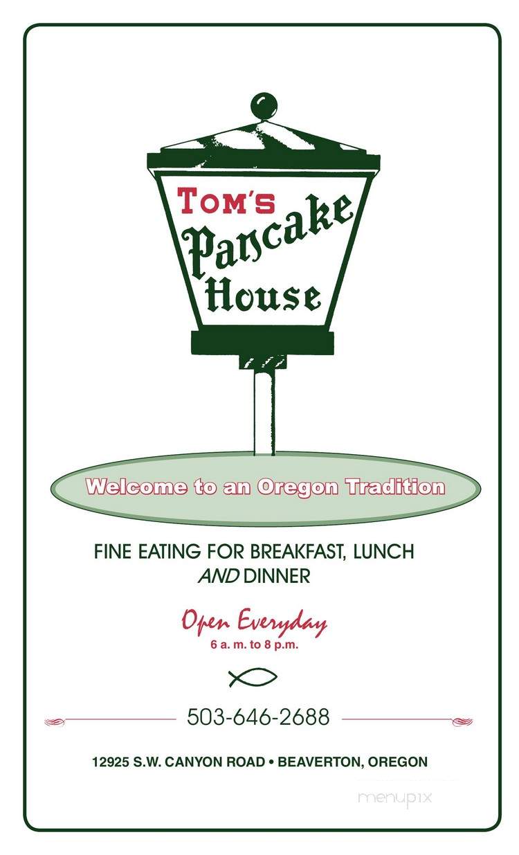 Tom's Pancake House - Beaverton, OR menu_pic