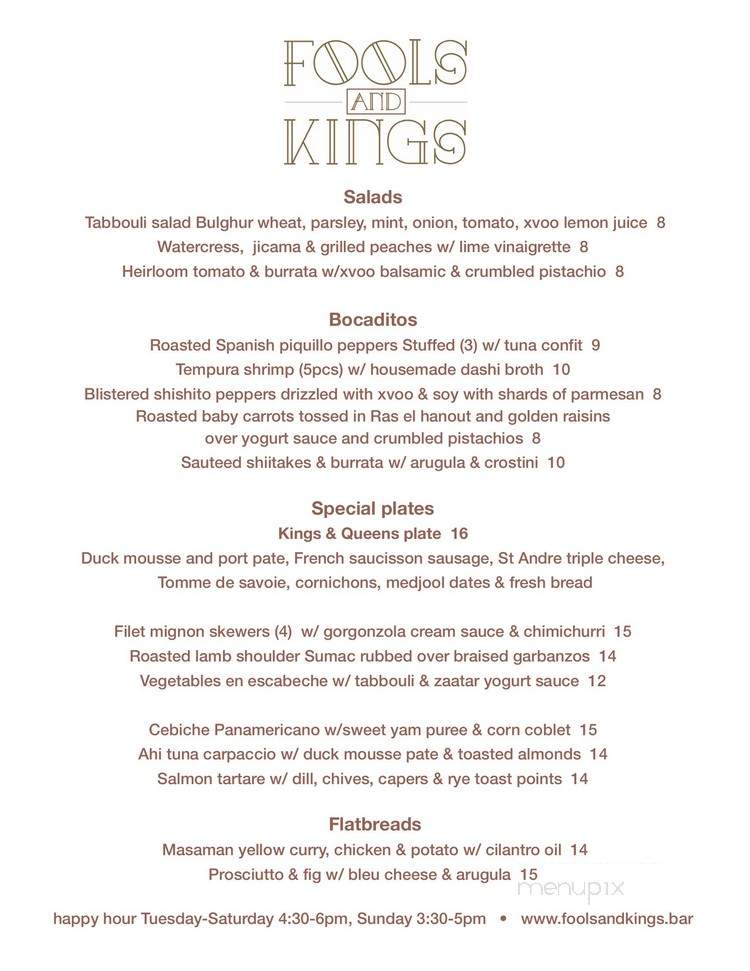 Fools and Kings - San Diego, CA menu_pic