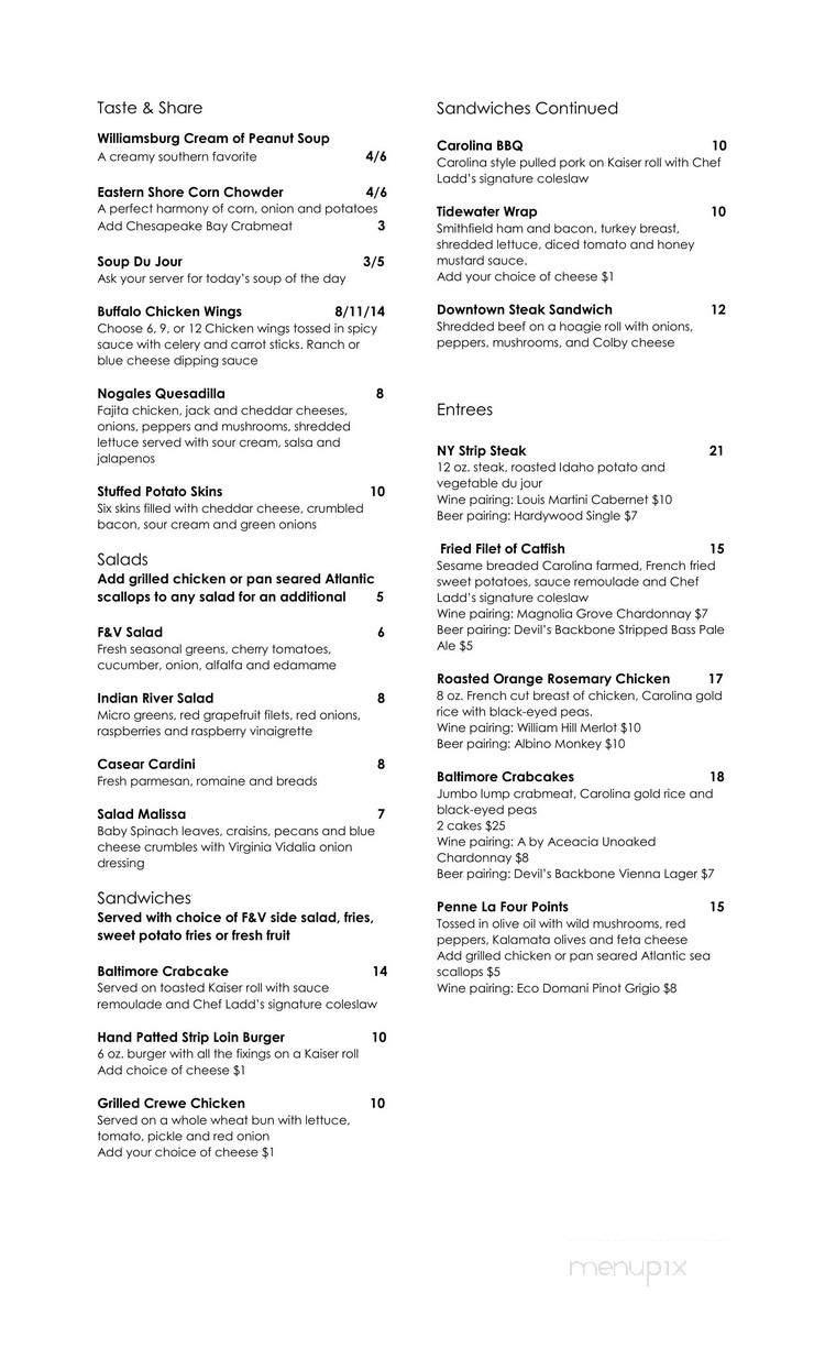 Fork & Vine - Richmond, VA menu_pic