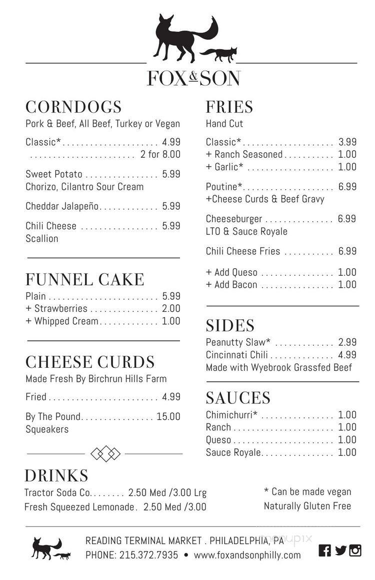 Fox & Son Fancy Corndogs - Philadelphia, PA menu_pic