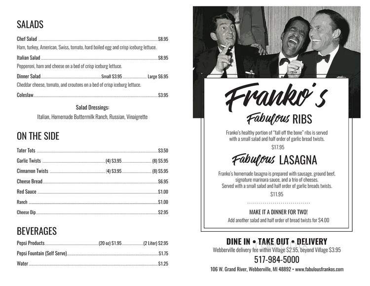 Franko's - Webberville, MI menu_pic