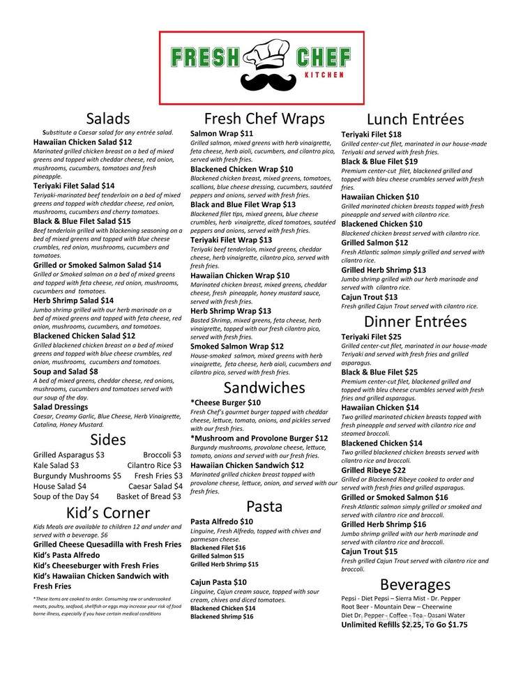 Fresh Chef Kitchen - Charlotte, NC menu_pic
