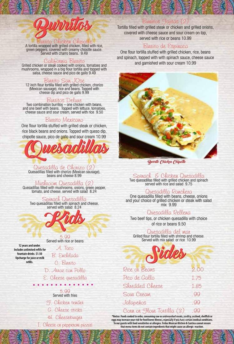 Fridas Mexican Kitchen and Cantina - Kernersville, NC menu_pic