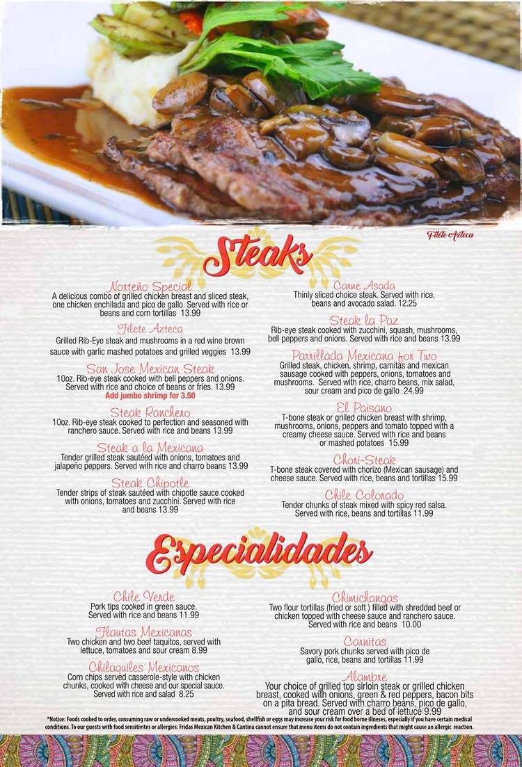 Fridas Mexican Kitchen and Cantina - Kernersville, NC menu_pic