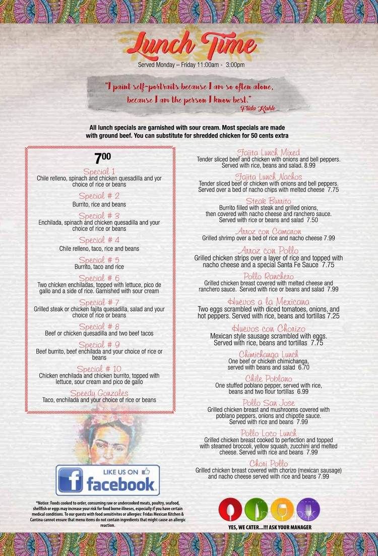 Fridas Mexican Kitchen and Cantina - Kernersville, NC menu_pic