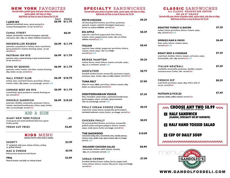Gandolfo's New York Deli - Little Rock, AR menu_pic