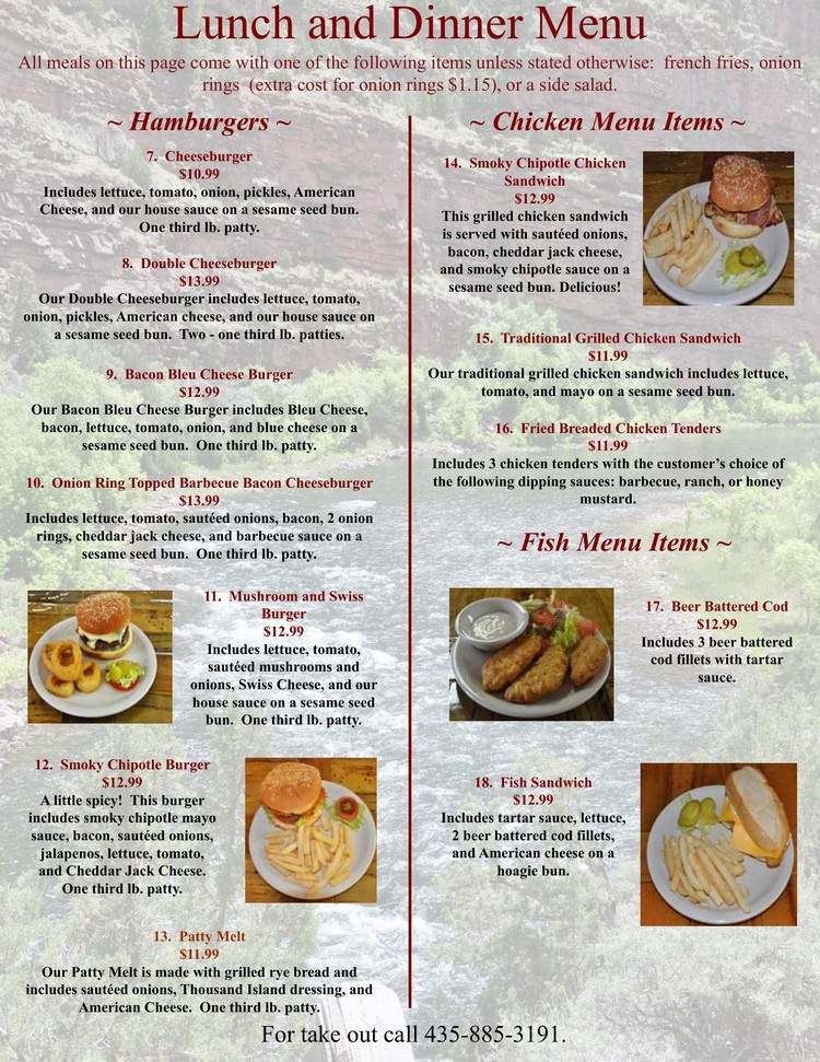 Green River Grill and Steakhouse - Dutch John, UT menu_pic