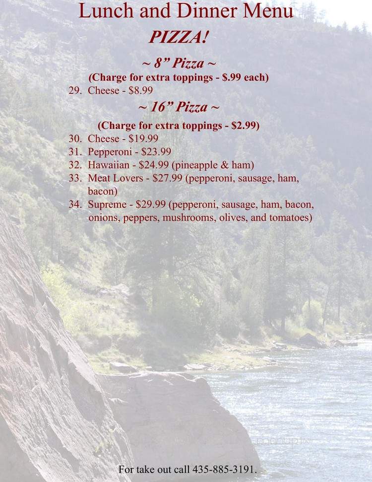 Green River Grill and Steakhouse - Dutch John, UT menu_pic