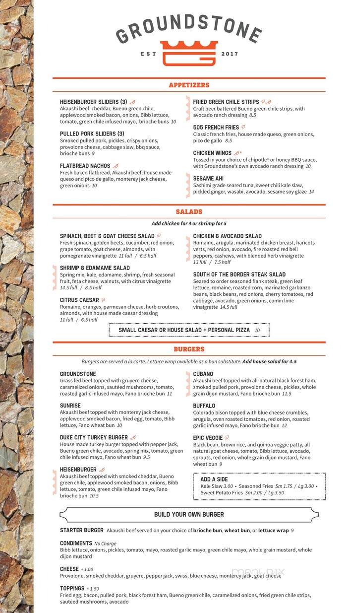 Groundstone - Albuquerque, NM menu_pic