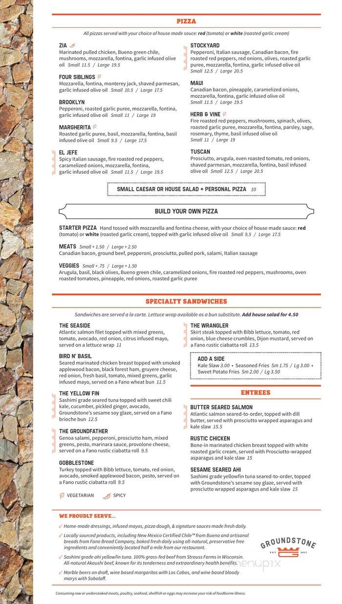 Groundstone - Albuquerque, NM menu_pic