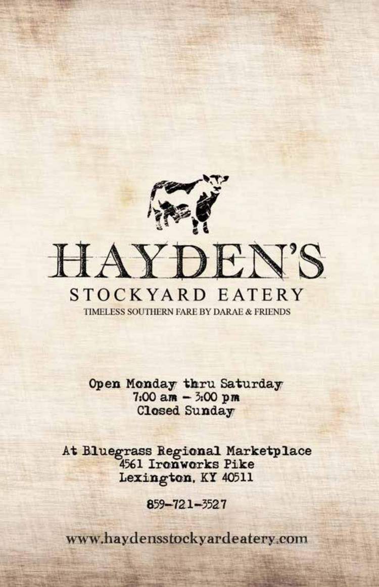 Hayden's Stockyard Eatery - Lexington, KY menu_pic