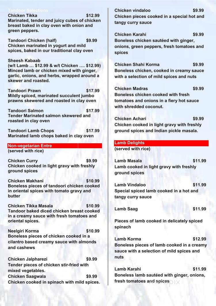 Himalayan Restaurant - Cleveland, OH menu_pic