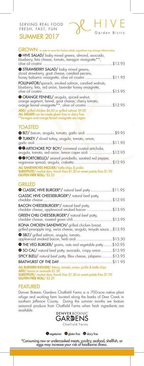 Hive Garden Bistro - Denver, CO menu_pic