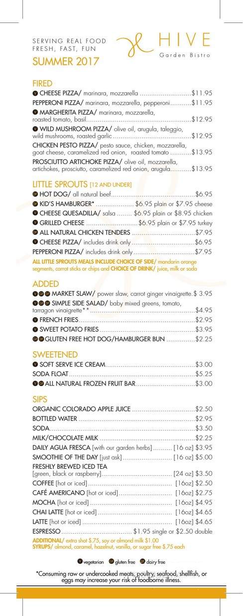 Hive Garden Bistro - Denver, CO menu_pic