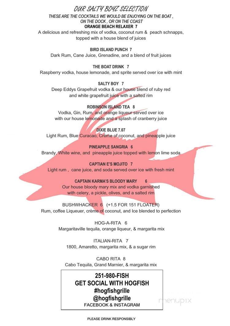 Hogfish Grille - Orange Beach, AL menu_pic