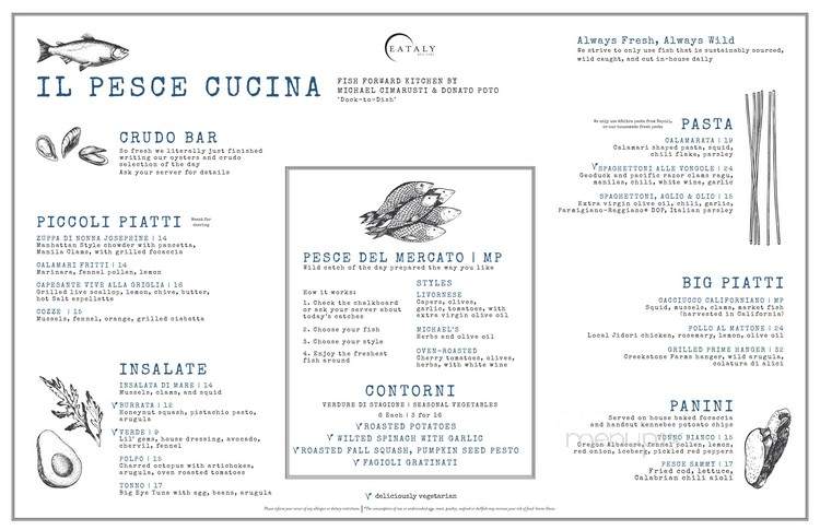 Il Pesce Cucina at Eataly - Los Angeles, CA menu_pic