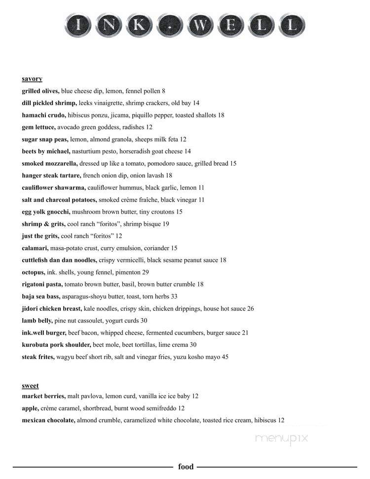 Ink.Well - West Hollywood, CA menu_pic