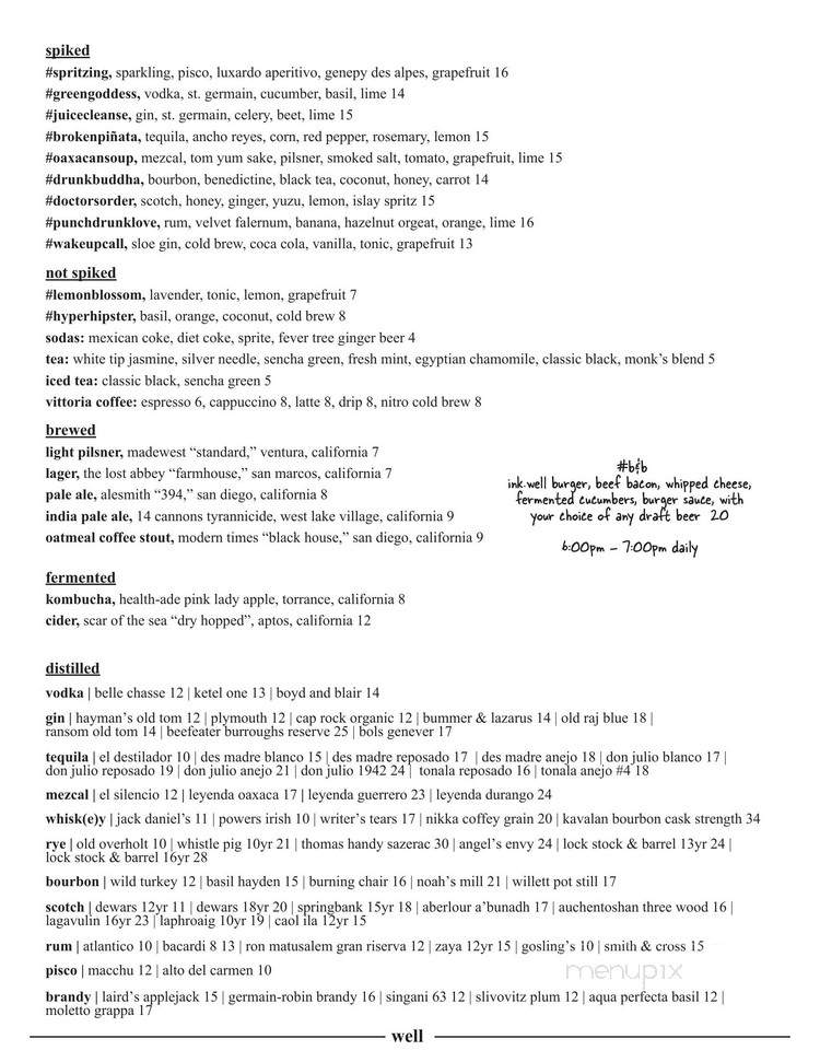 Ink.Well - West Hollywood, CA menu_pic