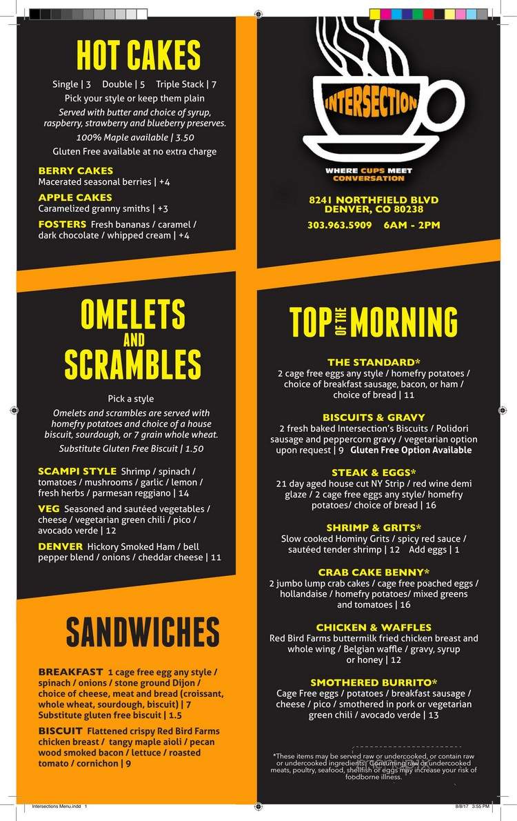 Intersection - Denver, CO menu_pic