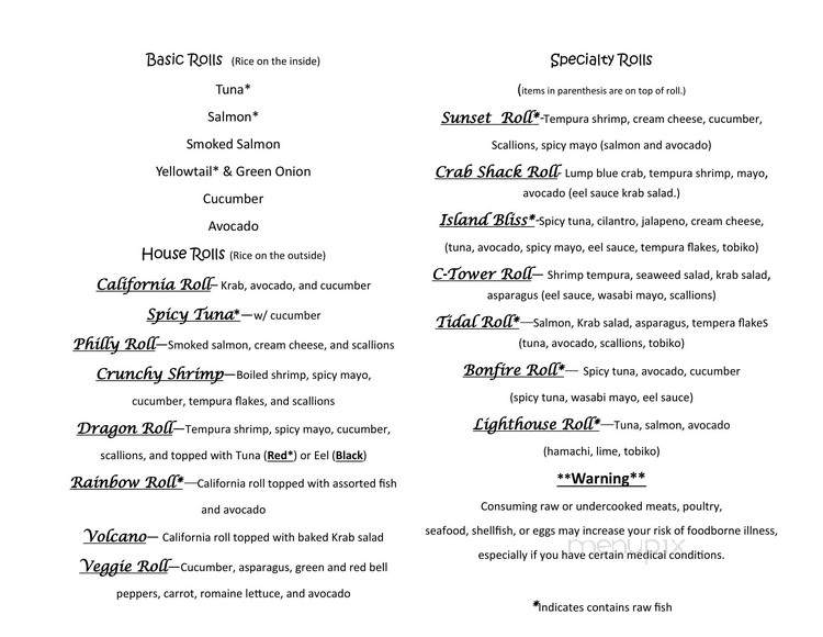 Island Sushi Company - St. George Island, FL menu_pic