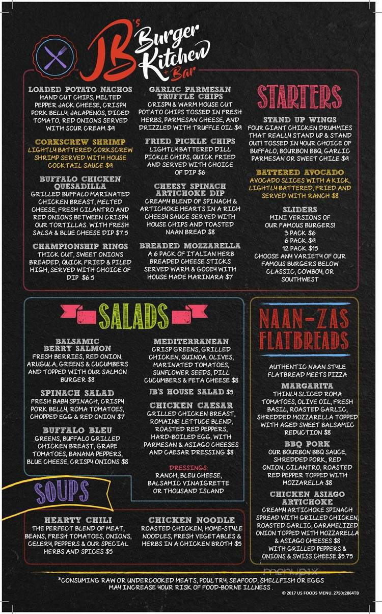 JB's Burger Kitchen and Bar - Colorado Springs, CO menu_pic