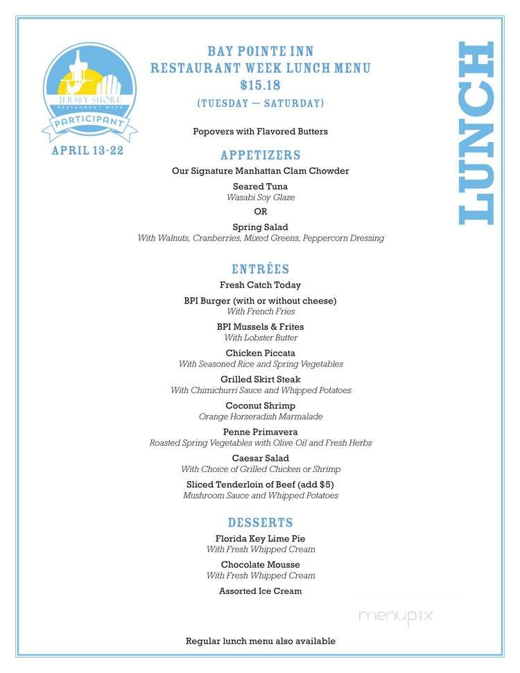 Joe Amiel's Bay Pointe Inn - Highlands, NJ menu_pic