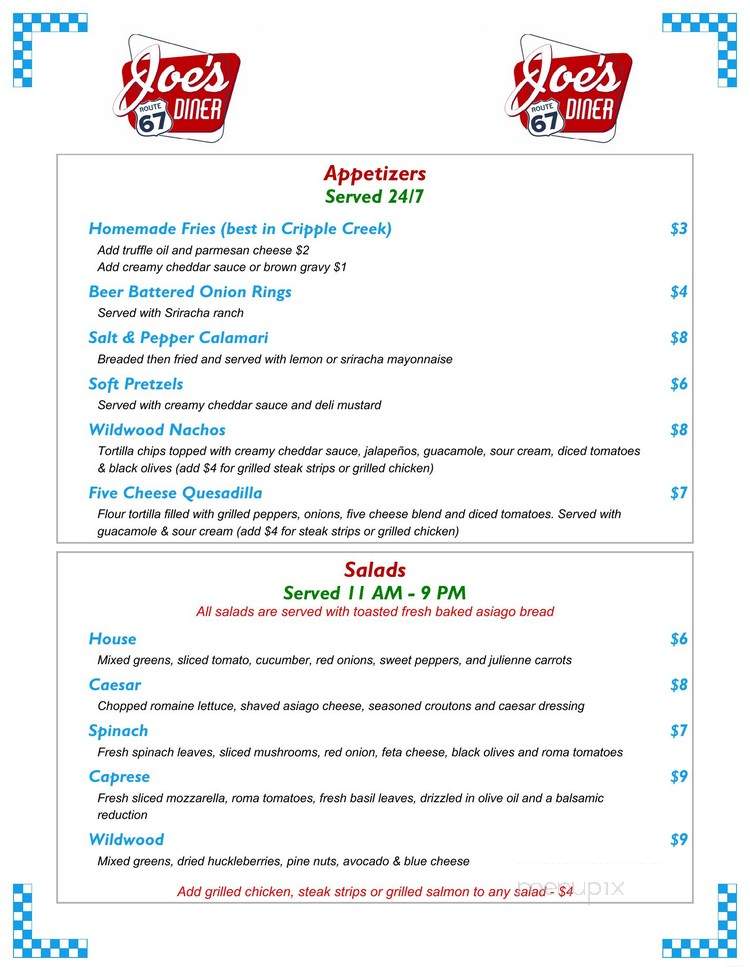 Joe's Diner - Cripple Creek, CO menu_pic