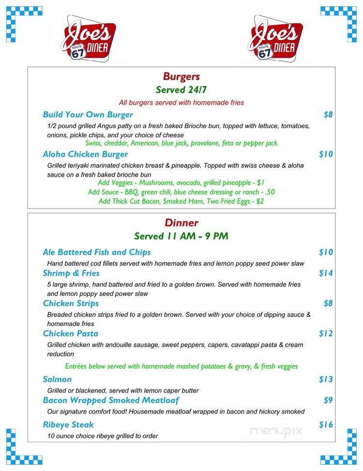 Joe's Diner - Cripple Creek, CO menu_pic