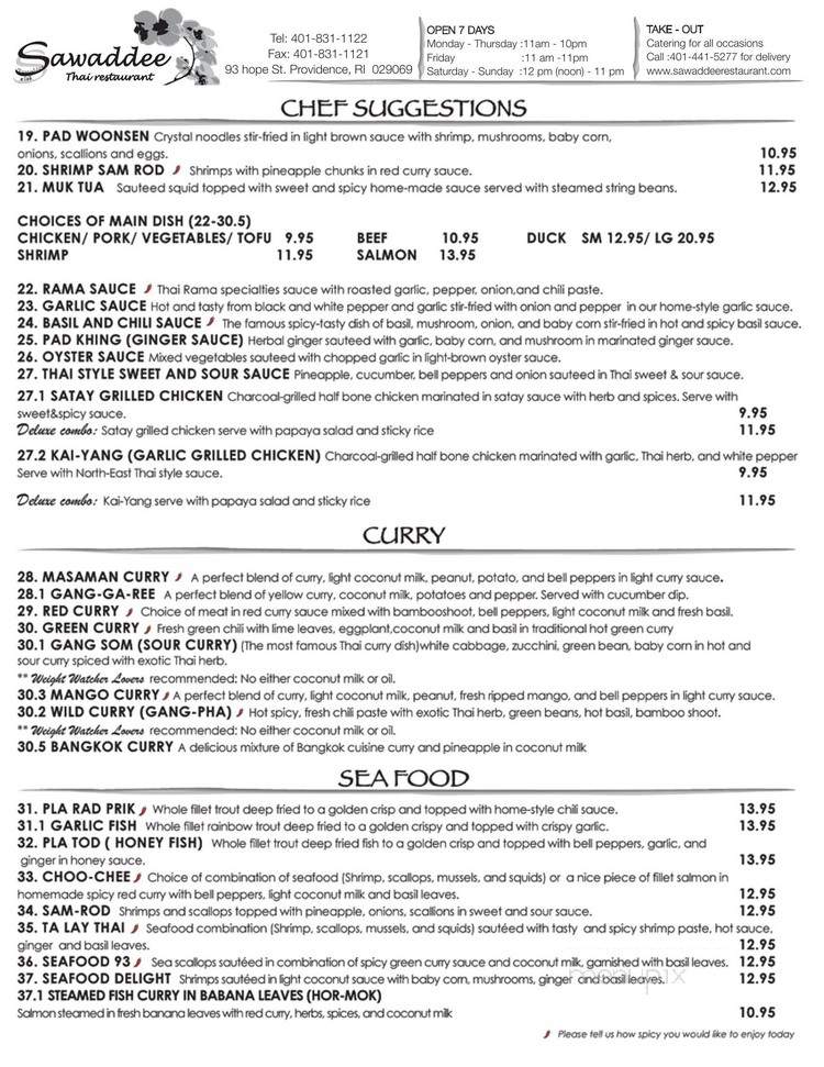 Sawaddee Thai Restaurant - Providence, RI menu_pic