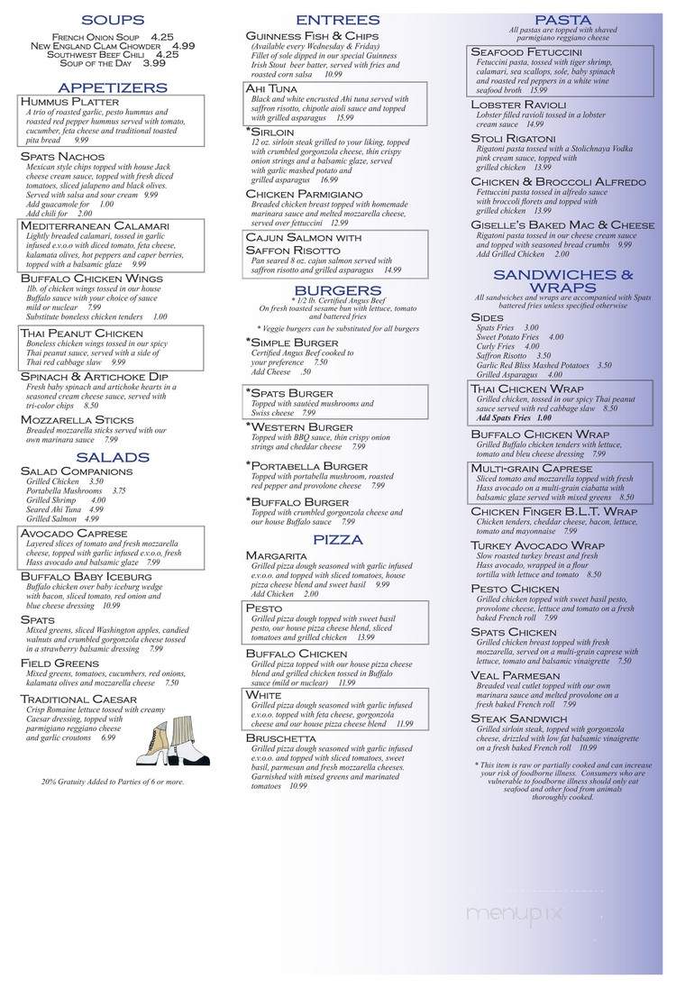 Spats Restaurant and Bar - Providence, RI menu_pic